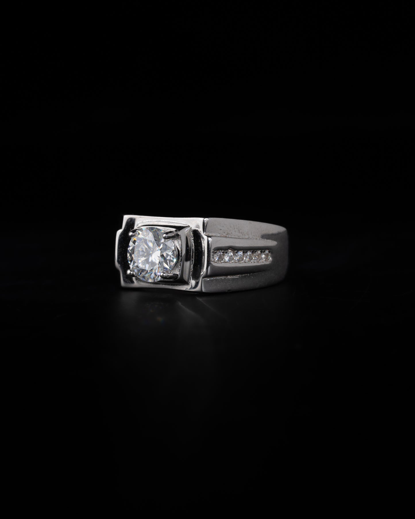 Silver diamond ring