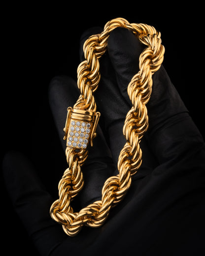 Rope Chain Bracelet 10mm - 18K Gold Plated