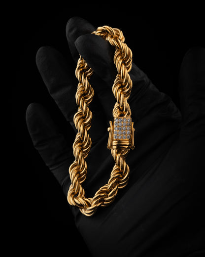 Rope Chain Bracelet 10mm - 18K Gold Plated