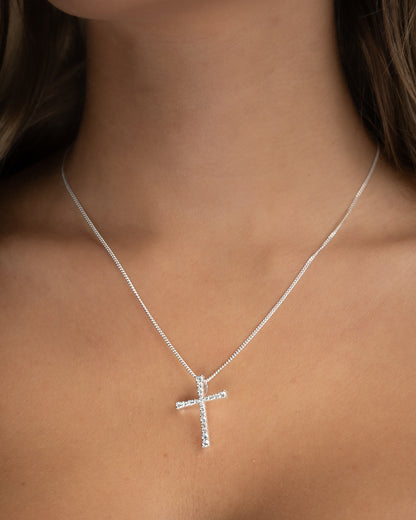 Silver cross with diamonds