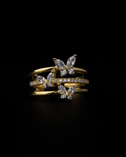 Golden Butterflies Ring