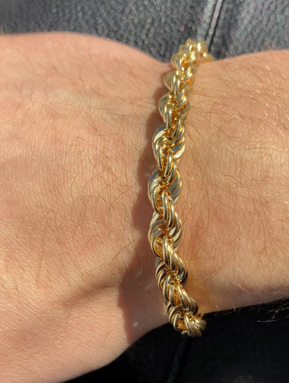 Rope Chain Bracelet 7mm - 18K Gold