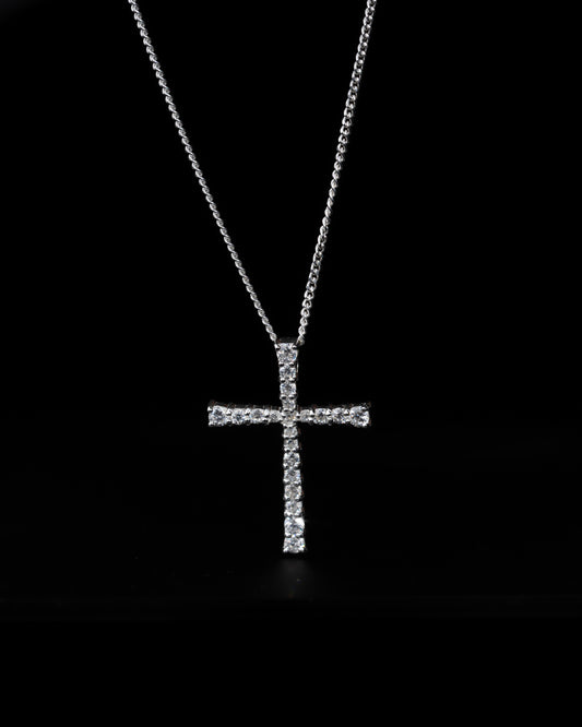 Silver cross with diamonds