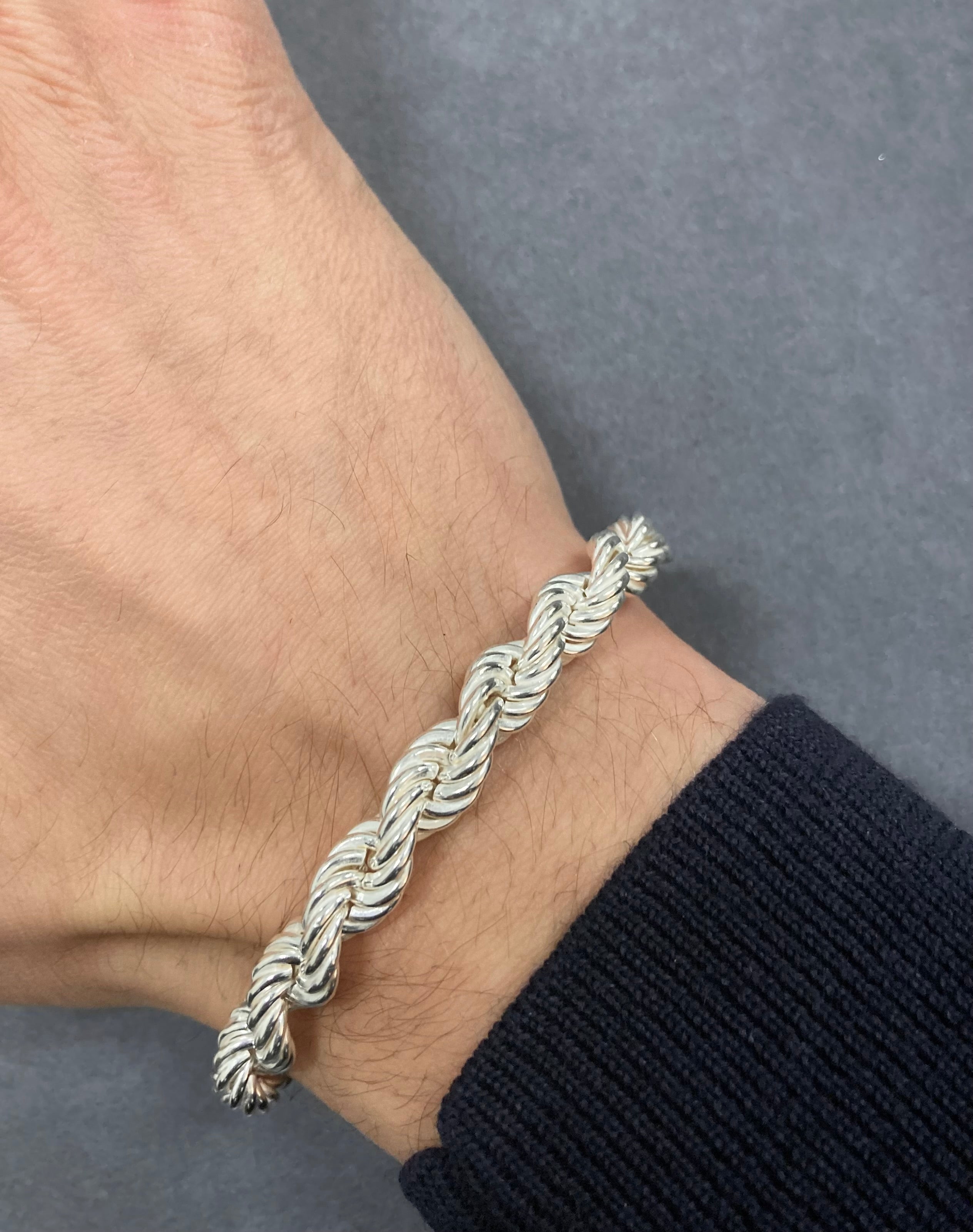 Real Solid 925 Sterling Silver Diamond Cut 3mm Sparkle Rope Bracelet 6-8.5